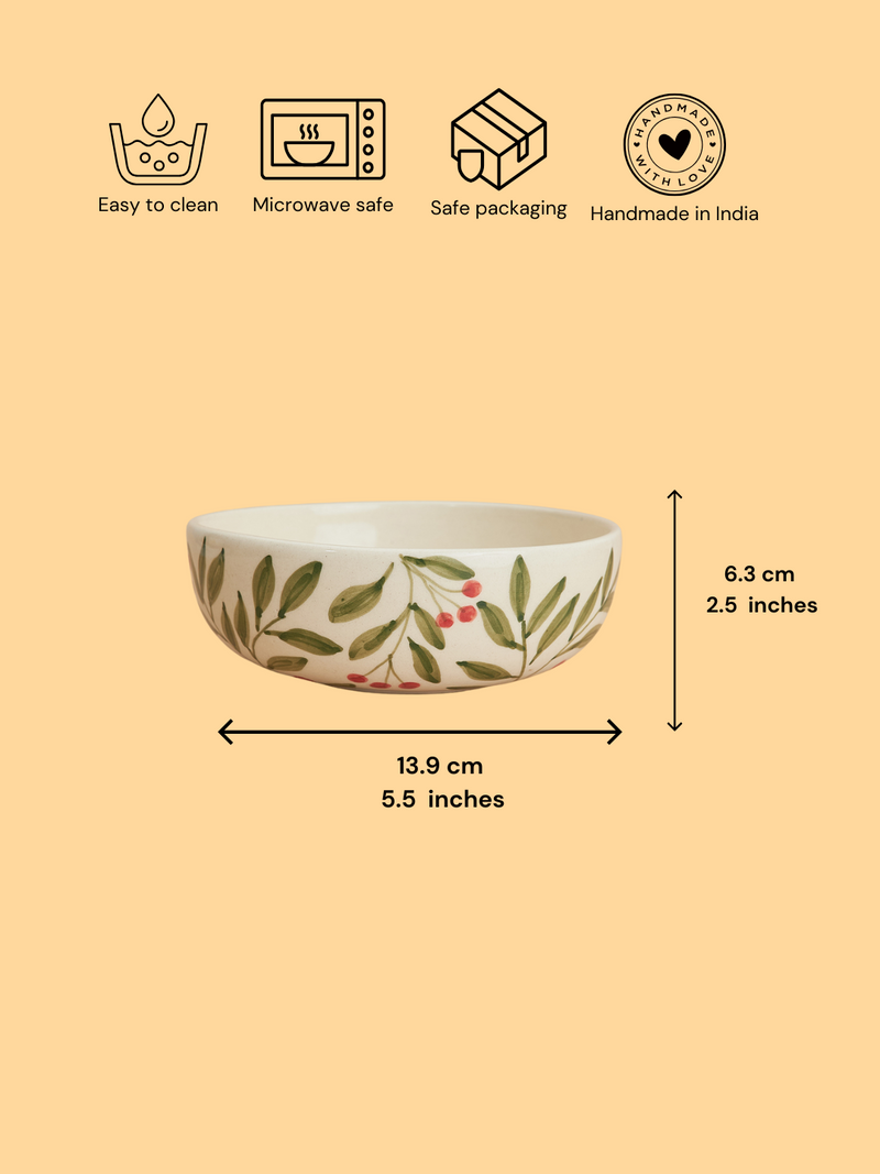 Nurture India Olive Leaf Ceramic Small Bowls 10-oz