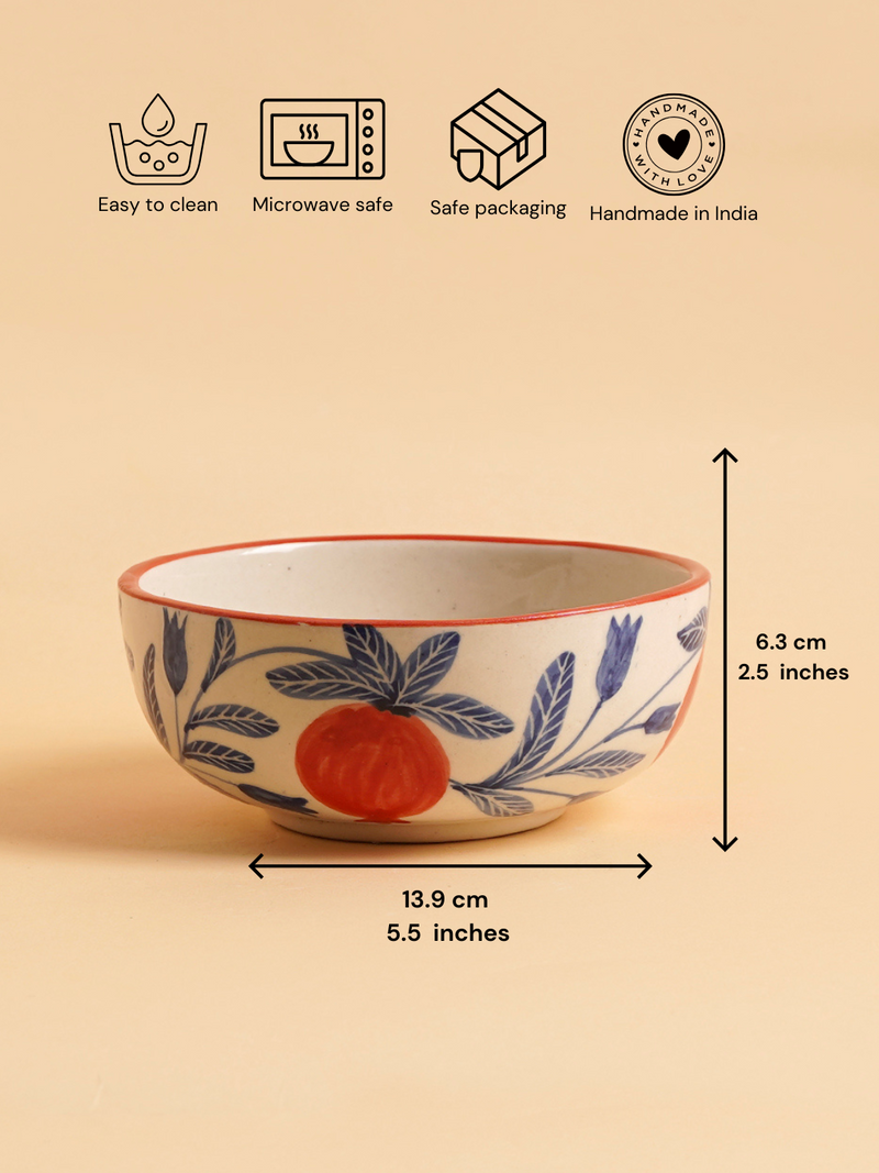 Nurture India Pomegranate Ceramic Small Bowls 10-oz