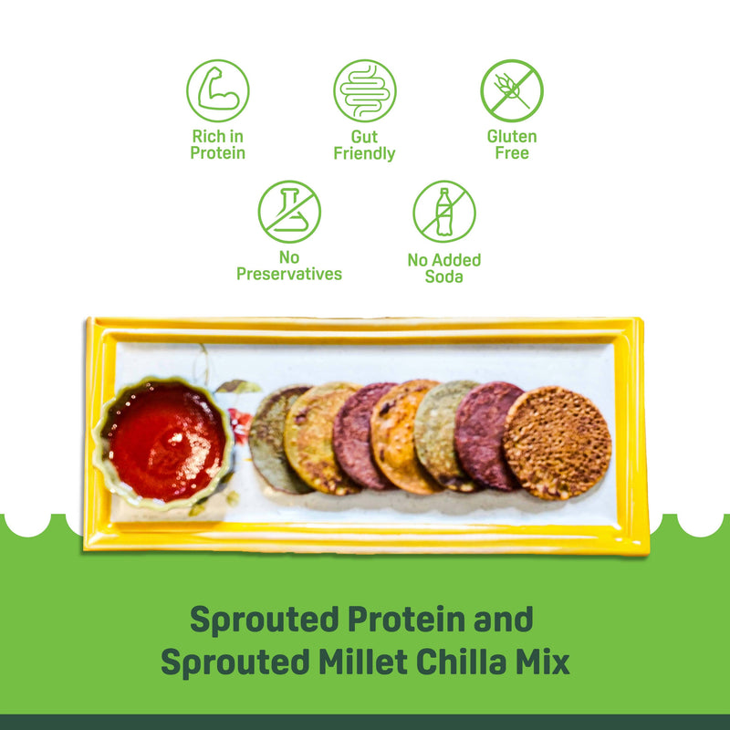 Natible Variety Pack - Sprouted Protein and Sprouted Millet Chilla Mix – Savory Indian Pancake Mix (Pack of 5)