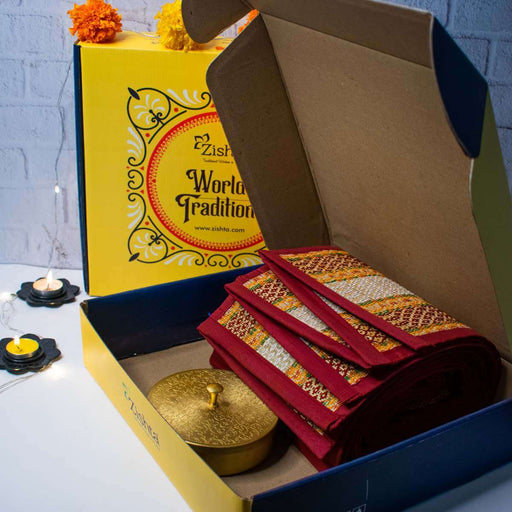 Natural Mat and Pooja Box Set – Gift Set