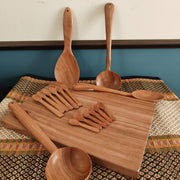 Neem Wood Kitchen Set (Chopping Board, Ladles, Spice & Masala Spoons) – Wooden Serving Spoon