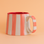 Nurture India Pink Stripe Ceramic Combo Bowl Cup