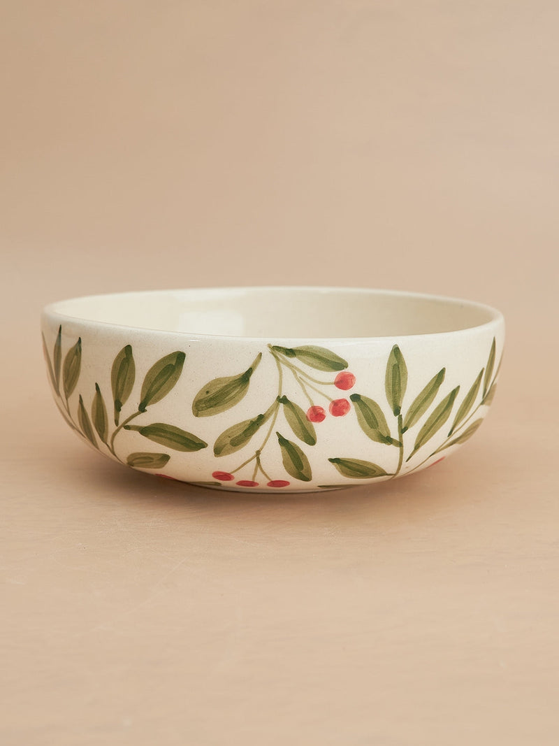 Nurture India Olive Leaf Ceramic Bowl Large