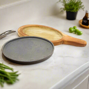 Cast Iron Sizzler Platter with Wood Trivet – Kitchen Utensil