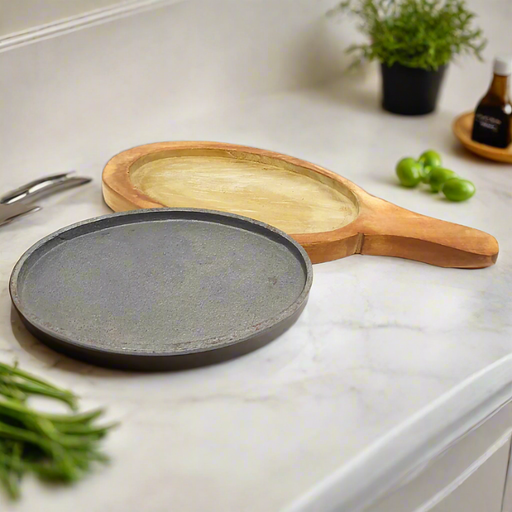 Cast Iron Sizzler Platter with Wood Trivet – Kitchen Utensil