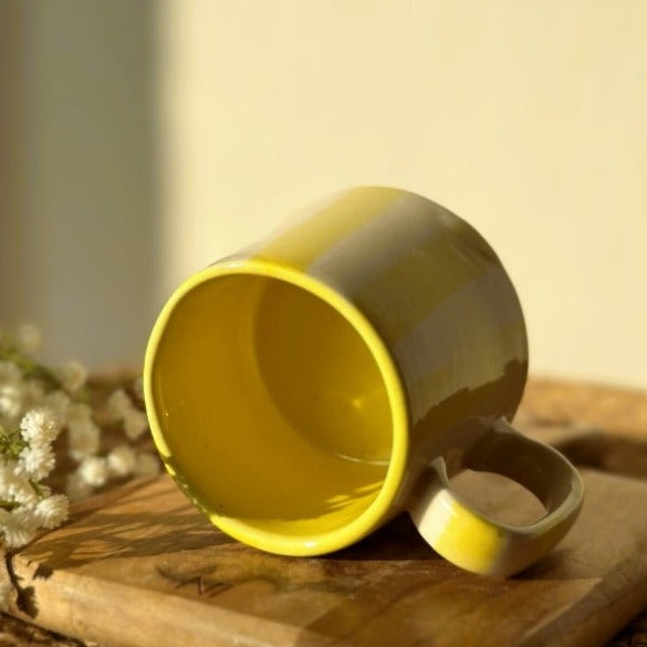 Nurture India Pastel Yellow Stripe Coffee Cup 7-oz