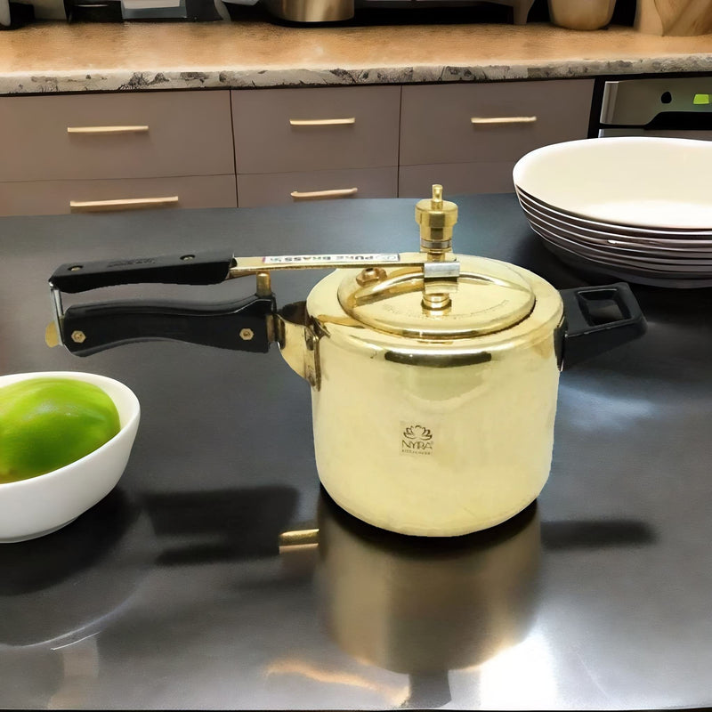 Pure Brass Cooker with Kalai/Tin Coating-Inner Lid Pressure Cooker – Kitchen Utensil