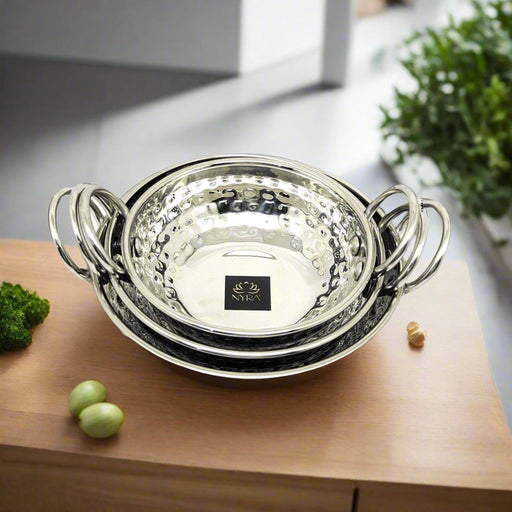Stainless Steel Mini Serving Kadhai Set – Cooking Wok