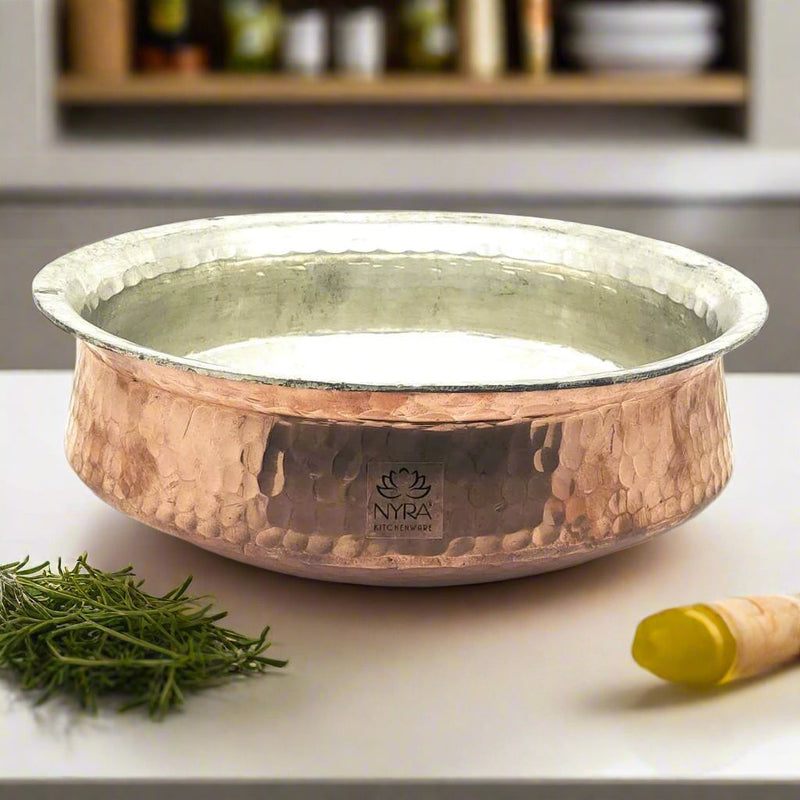 Premium Hammered Copper Lagan/Cooking Pot with Kalai/Tin Coating – Kitchen Utensil