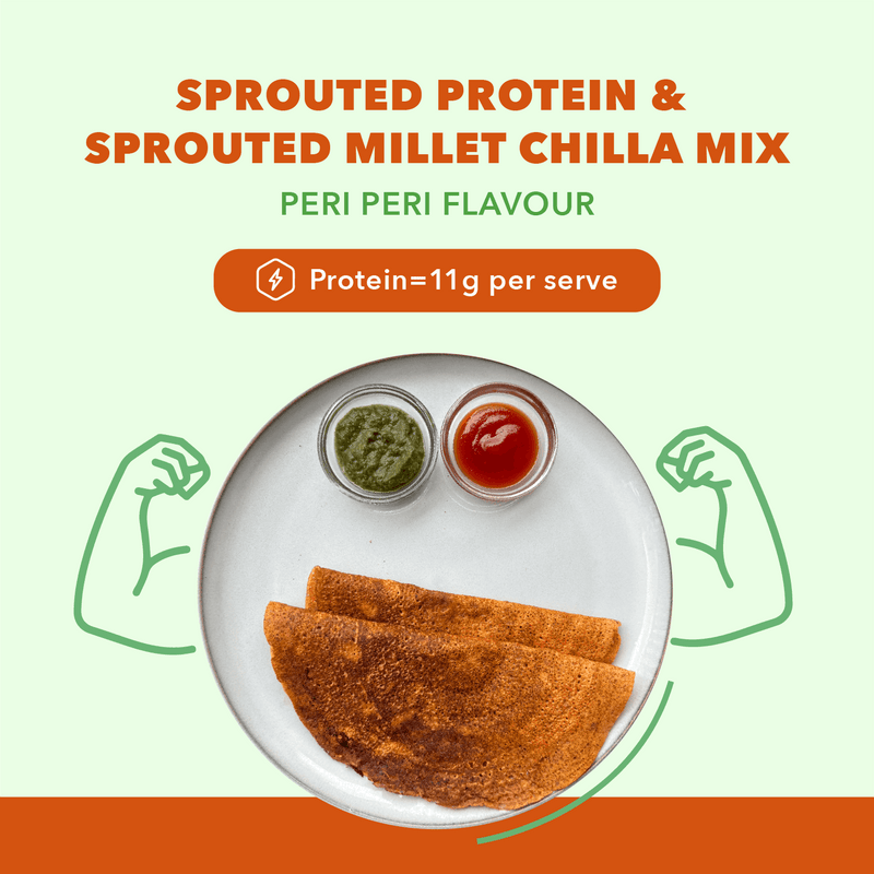 Natible Sprouted Protein and Sprouted Millet Chilla Mix Variety Pack- Peri Peri Flavor – Savory Indian Pancake Mix (7.05 oz)