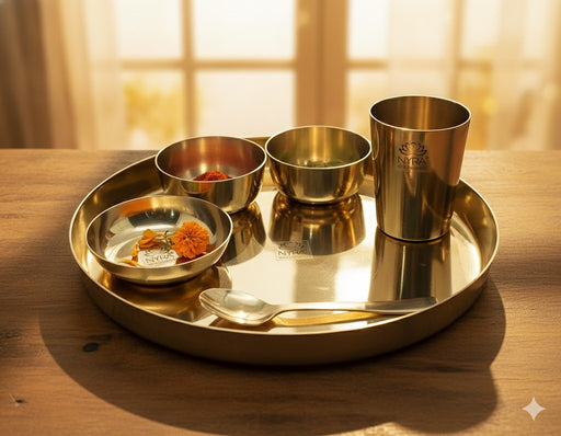 Premium Kansa/Bronze Thali Set of 6pcs – Kitchen Utensil