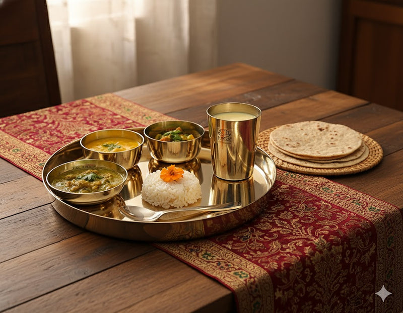 Premium Kansa/Bronze Thali Set of 6pcs – Kitchen Utensil