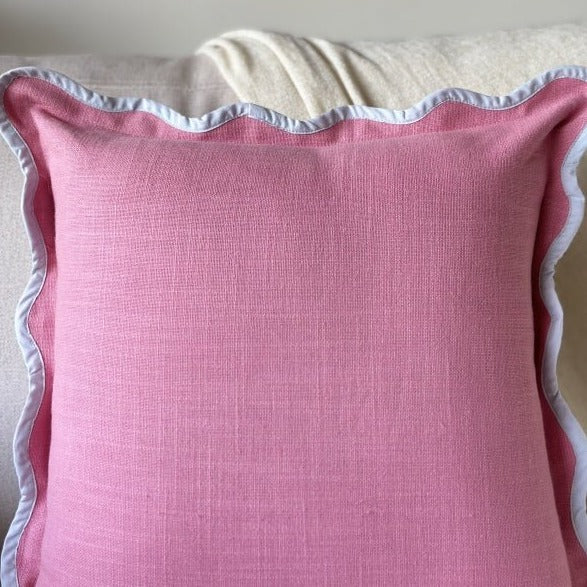 Nurture India Pink Scallop Cushion Cover