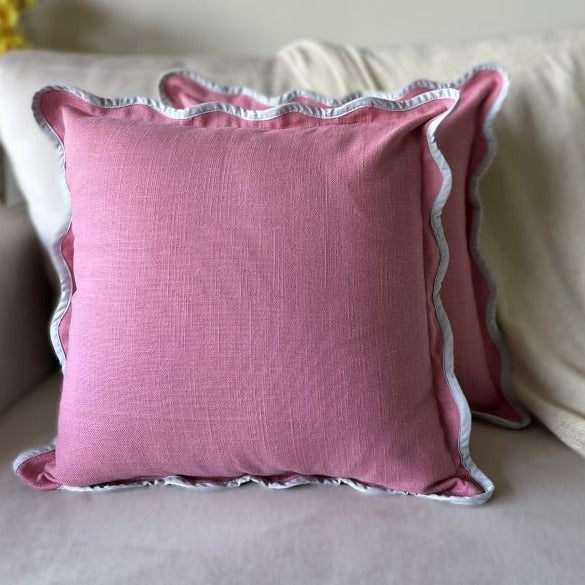 Nurture India Pink Scallop Cushion Cover