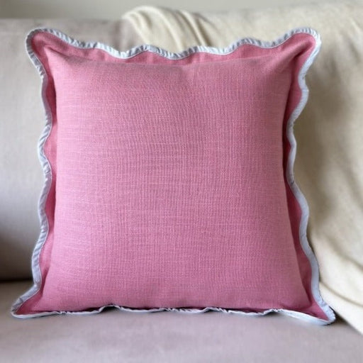 Nurture India Pink Scallop Cushion Cover