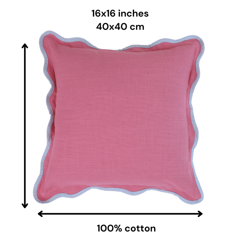 Nurture India Pink Scallop Cushion Cover