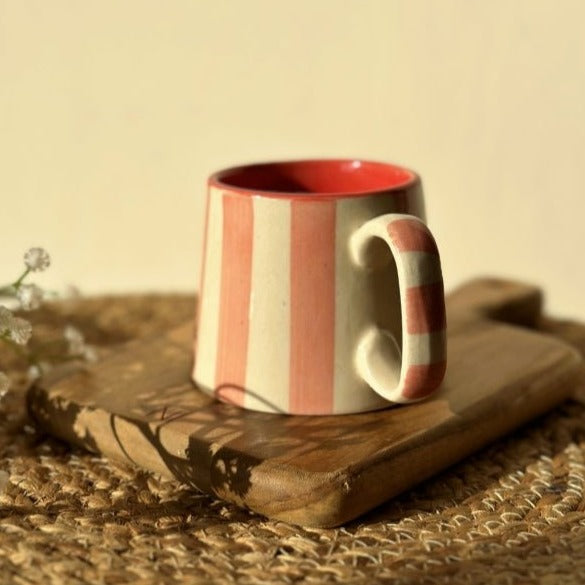 Nurture India Pink Stripe Ceramic Mug 7-oz