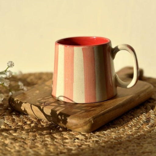 Nurture India Pink Stripe Ceramic Mug 7-oz