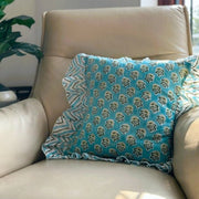Nurture India Powder Blue Floral Ruffle Cushion Cover