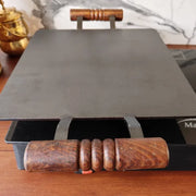 Pure Iron Tawa Square with Wooden Handle/ Pre-Seasoned No chemical Coating – Dosa Tawa