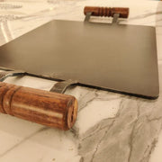 Pure Iron Tawa Square with Wooden Handle/ Pre-Seasoned No chemical Coating – Dosa Tawa