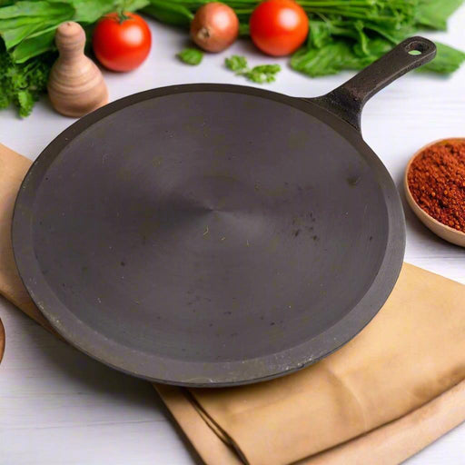 Cast Iron Concave Tawa With Long Handle – Cast Iron Dosa Griddle