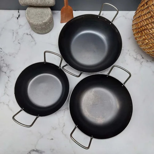 Pure Iron Flat Bottom Kadai – Cooking Wok