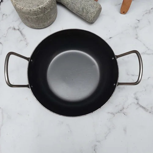 Pure Iron Flat Bottom Kadai – Cooking Wok