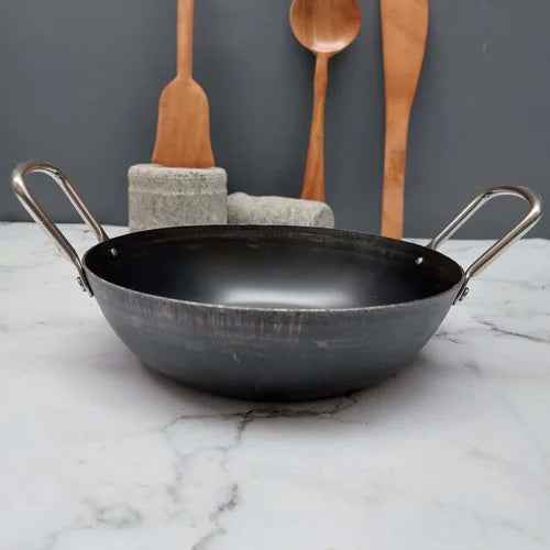 Pure Iron Flat Bottom Kadai – Cooking Wok