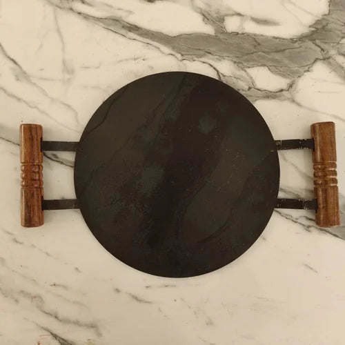 Pure Iron Tawa Round with Wooden Handle/ Pre-Seasoned No chemical Coating – Dosa Tawa