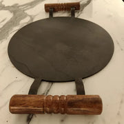Pure Iron Tawa Round with Wooden Handle/ Pre-Seasoned No chemical Coating – Dosa Tawa