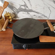 Pure Iron Tawa Round with Wooden Handle/ Pre-Seasoned No chemical Coating – Dosa Tawa