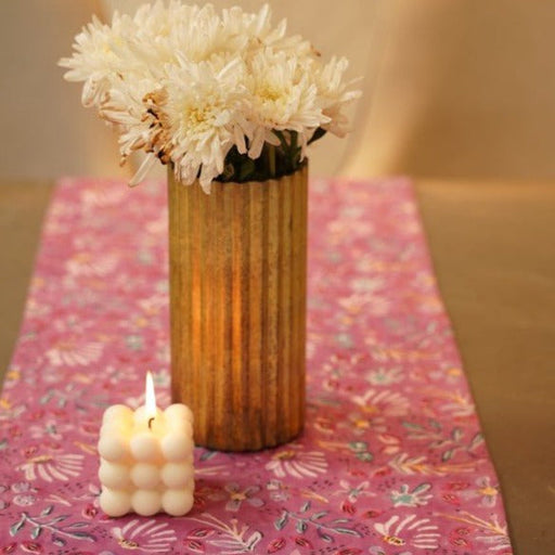 Nurture India Purple Blooming Cotton Table Runner