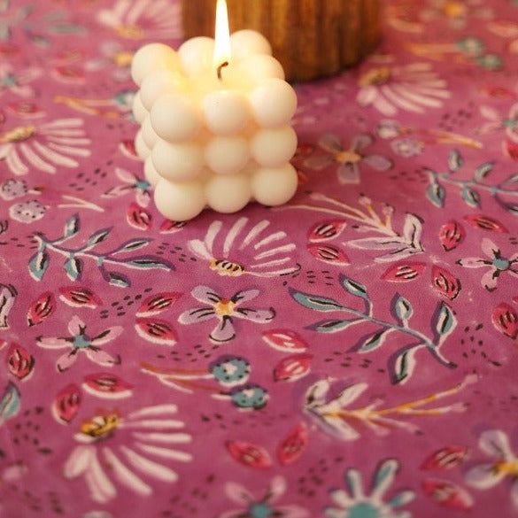 Nurture India Purple Blooming Cotton Table Runner