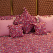 Nurture India Purple Floral Accent Tassel Cushion Cover