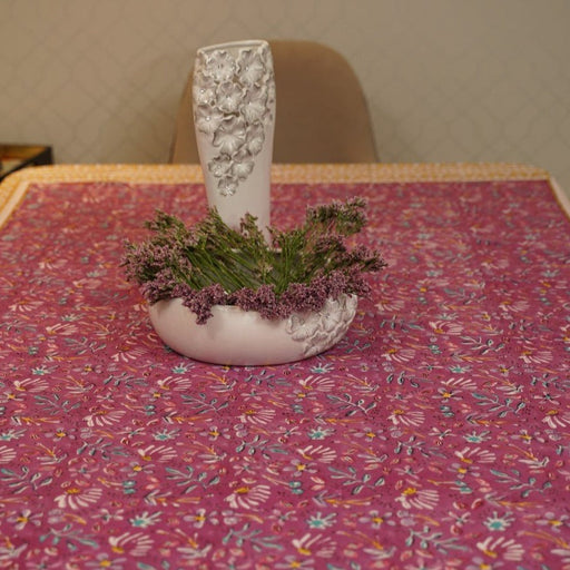 Nurture India Purple Posies Floral Cotton Tablecloth