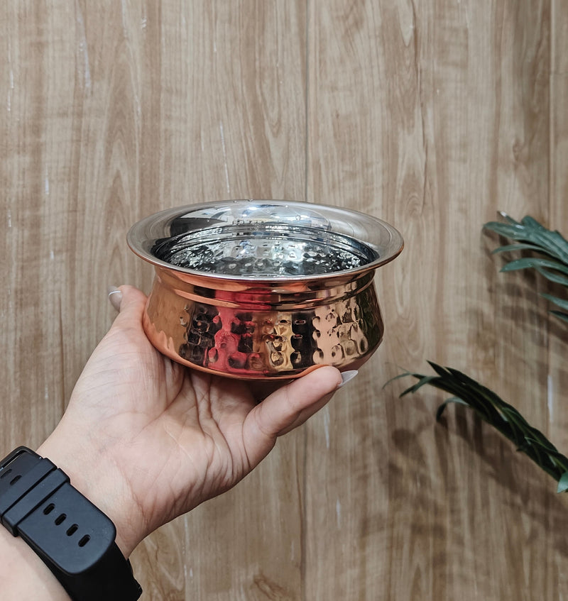 Stainless Steel Handi Bowl with Rose Gold Finish – Serving Bowl