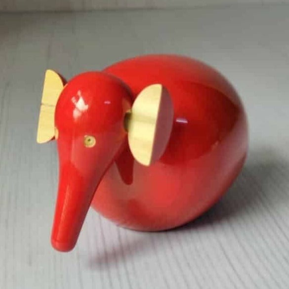 Nurture India Red Wooden Elephant Decorative