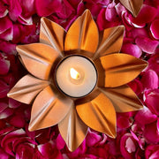Nurture India Wooden Snack Bowl Lotus Tealight Gift Box