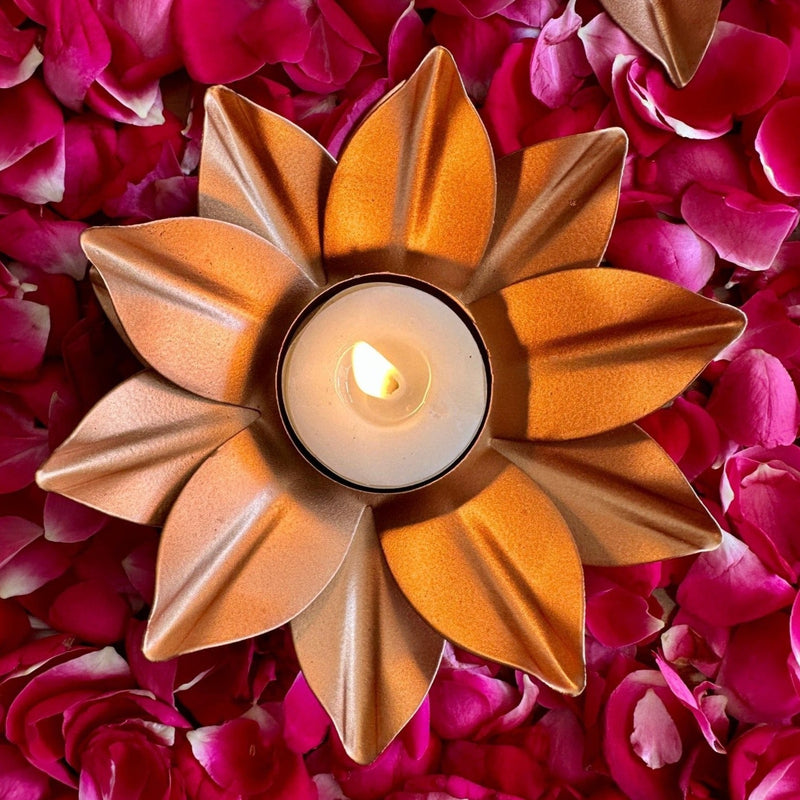 Nurture India Wooden Snack Bowl Lotus Tealight Gift Box
