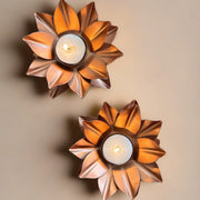 Nurture India Rose Gold Lotus Tealight Holder 2-Piece Set