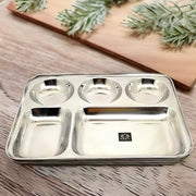 Stainless-Steel Round shaped 5 in 1 divided compartment Bhojan Thali – Kitchen Utensil