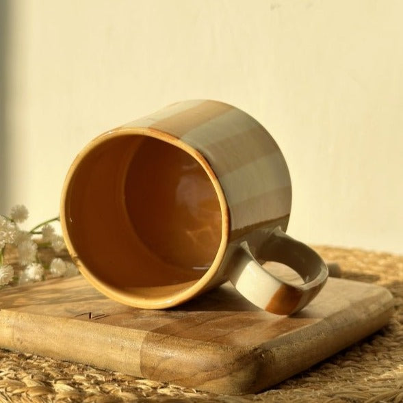 Nurture India Sandy Brown Stripe Coffee Cup 7-oz