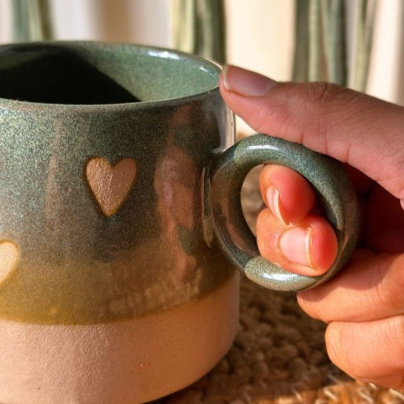 Nurture India Sea Green Hearty Ceramic Mug 15-oz
