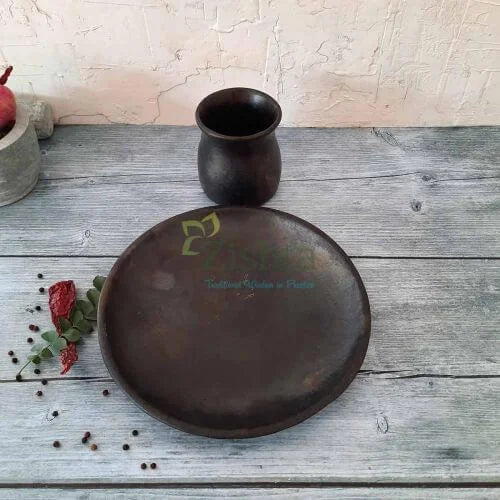 Serving Plate & Mug Set: Manipur Black Pottery â€“ Serving Plate