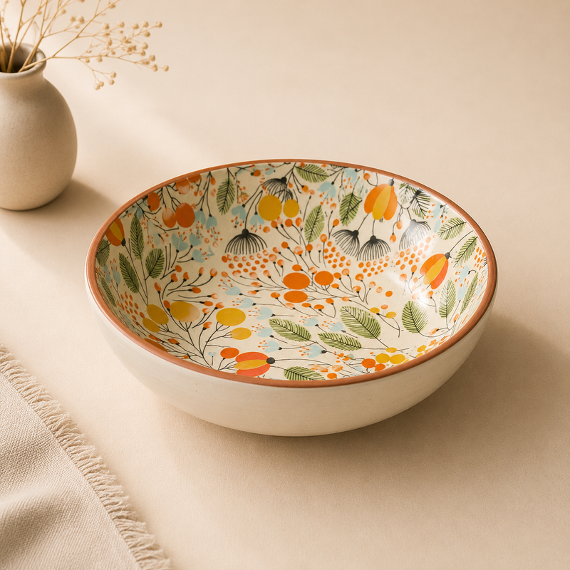 ceramic-kitchen-the-orange-floral-meadow-serving-bowl