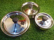 Stainless Steel Biryani Handis with Lid & PVC Knob – Cooking Handi