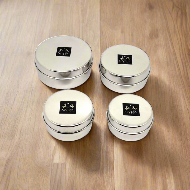 Stainless-Steel Storage Box Container Flat Dibbi (Gol Dibbi/Dabba) – Storage Container
