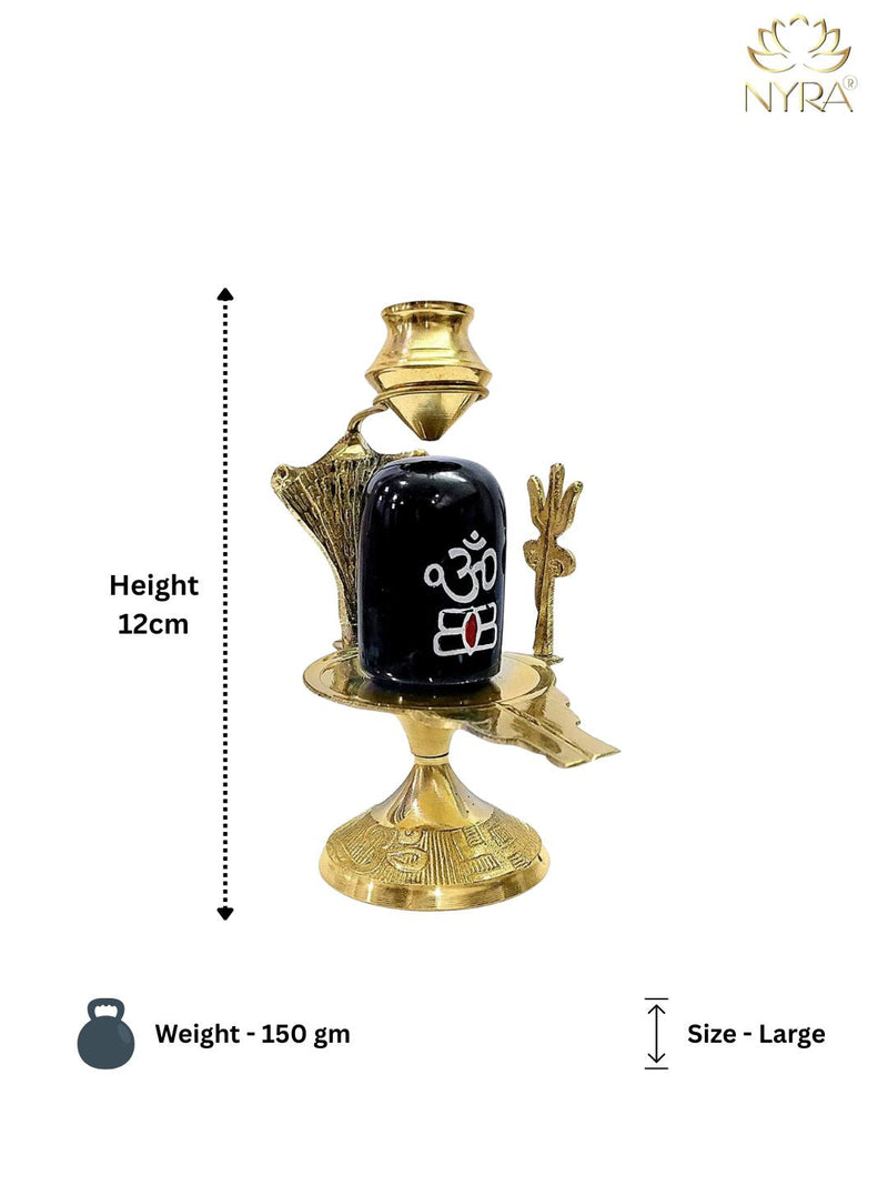 Pure Brass Shivling with Black Lingam, Trishul & Kalash – Pooja Kalash