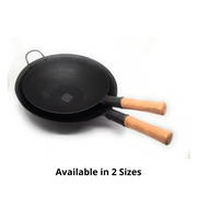 Traditional Loha Kadhai (Iron Wok) with Wooden Handle – Cooking Kadhai